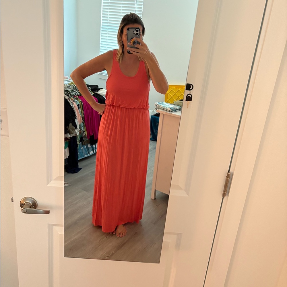 Long coral maxi dress